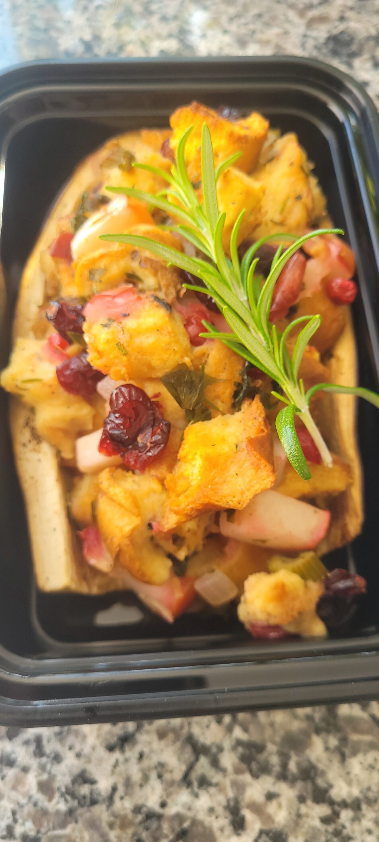 Maine Apple Cranberry vegetarian Stuffing in Eggplant Boat - Image 1